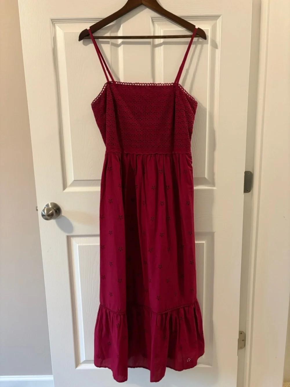 LOFT Eyelet Tiered Strappy Midi Dress - Picture 3 of 6